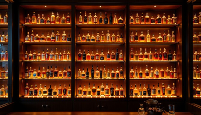 Free Elegant Bar Showcase Image - Liquor, Bottles, Backlit | Download ...