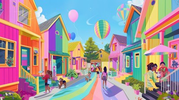 Free Colorful Neighborhood Scene Image - Colorful, Vibrant ...