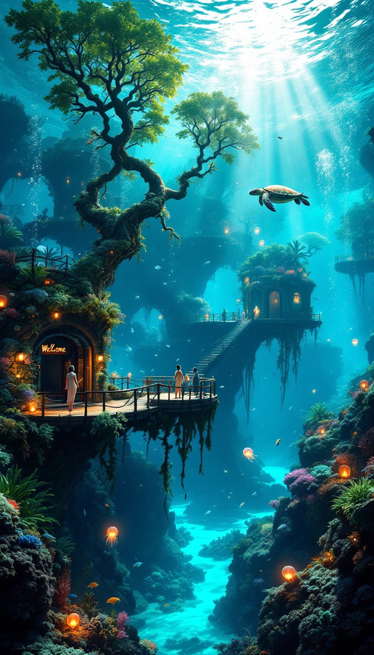 Free Underwater Treehouse Paradise Image - Underwater, Treehouse ...