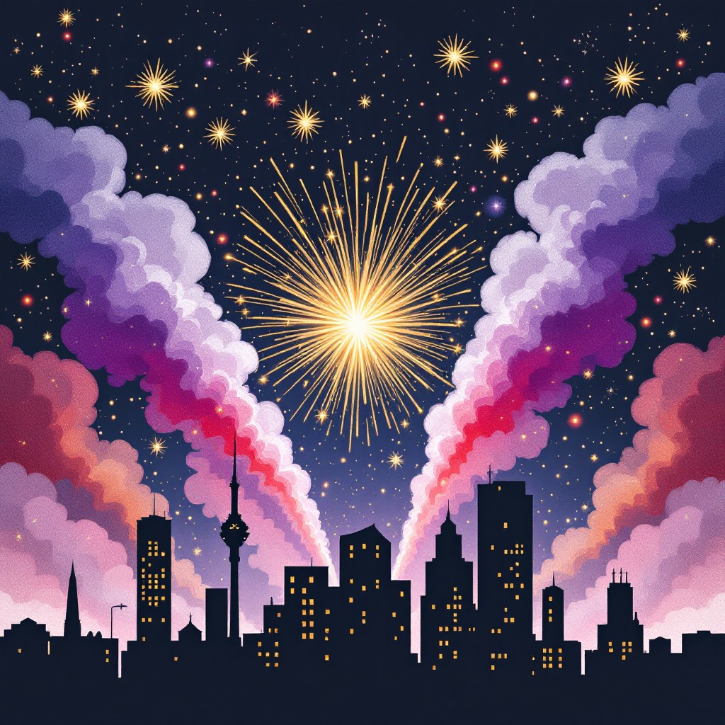Download Magical City Fireworks Image - Fireworks, Cityscape, Night ...