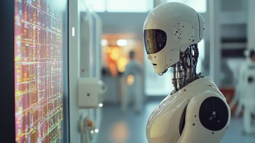 Robot Check Data Download Robot analyzing data Image - Robot, Technology, Data | StockCake