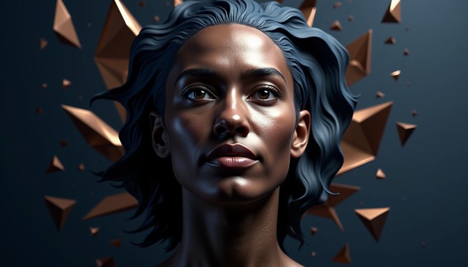 Portrait Elements Free Geometric portrait illuminated Image - Portrait, Geometric, Bronze ...