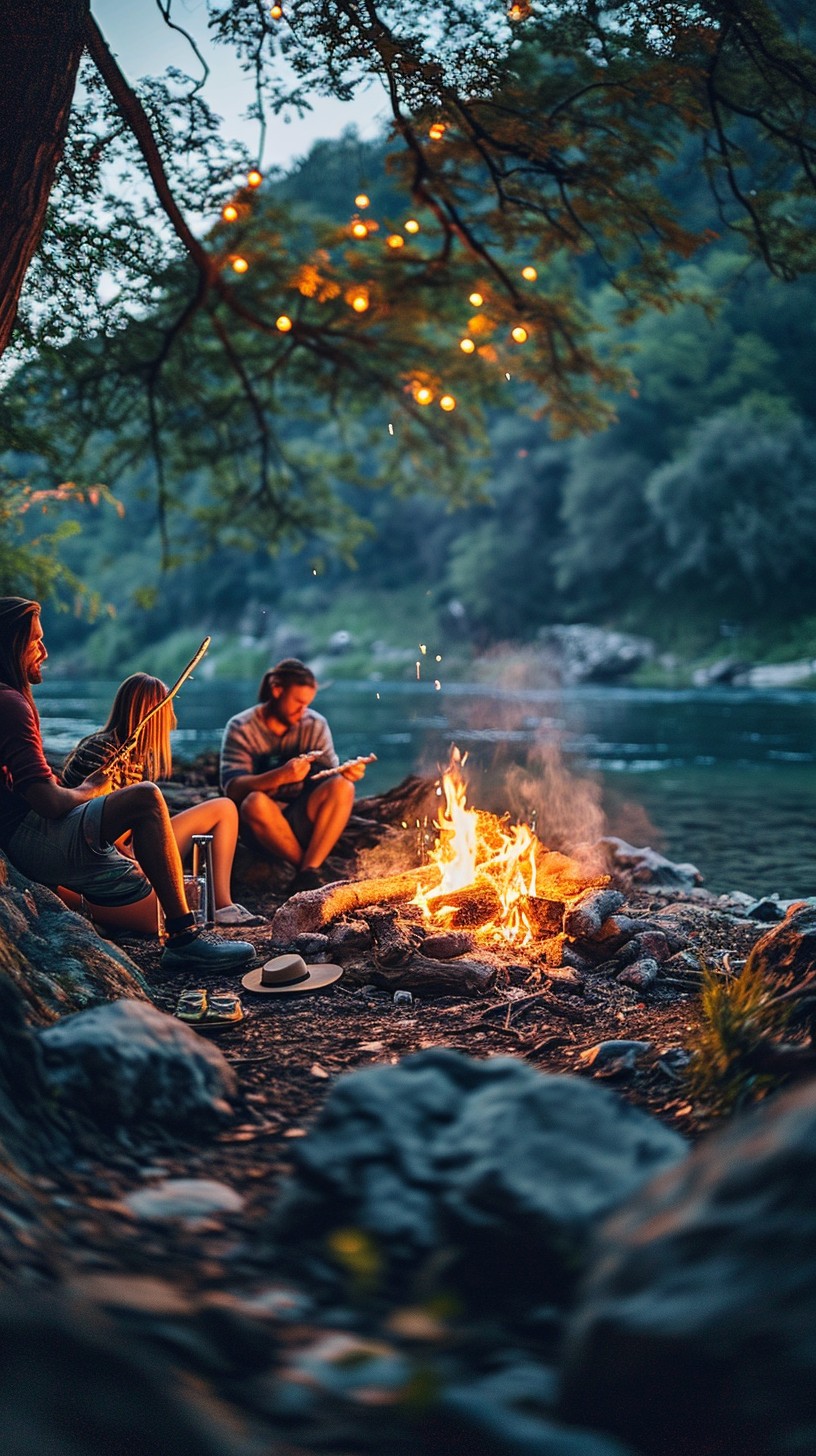 Free Riverside Campfire Gathering Image - Campfire, Friends, River ...