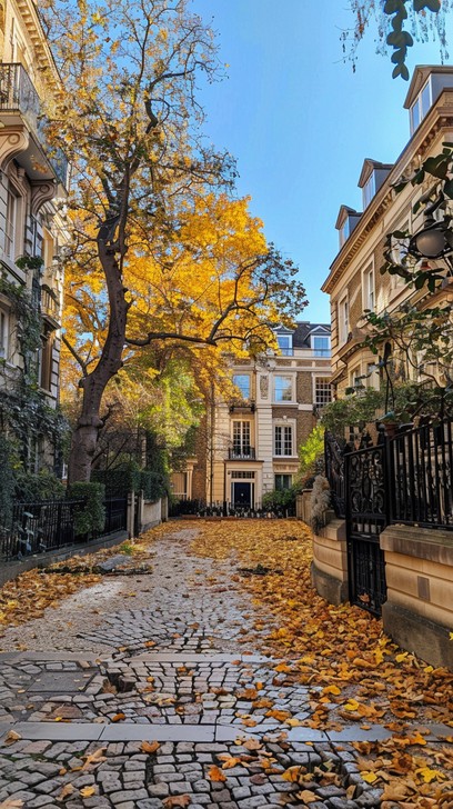 Free Autumn Street Scene Image - Autumn, Street, Cobblestone | Download ...