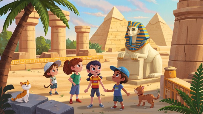 Free Ancient Adventure Exploration Image - Children, Pyramids, Sphinx ...