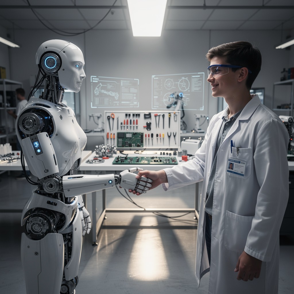 Free Human Robot Partnership Image - Robot, Scientist, Laboratory ...