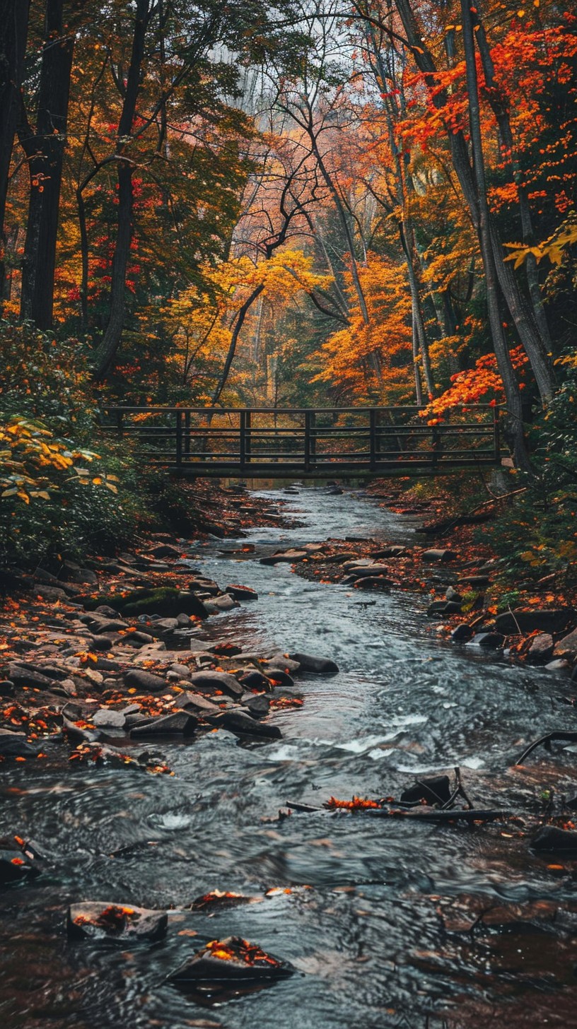 Free Autumn Creek Serenity Image - Creek, Autumn, Bridge | Download at ...
