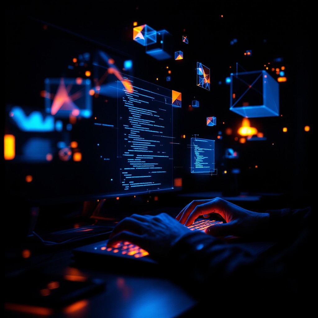 Free Neon Code Laboratory Image - Cyberpunk, Holographic, Programming ...