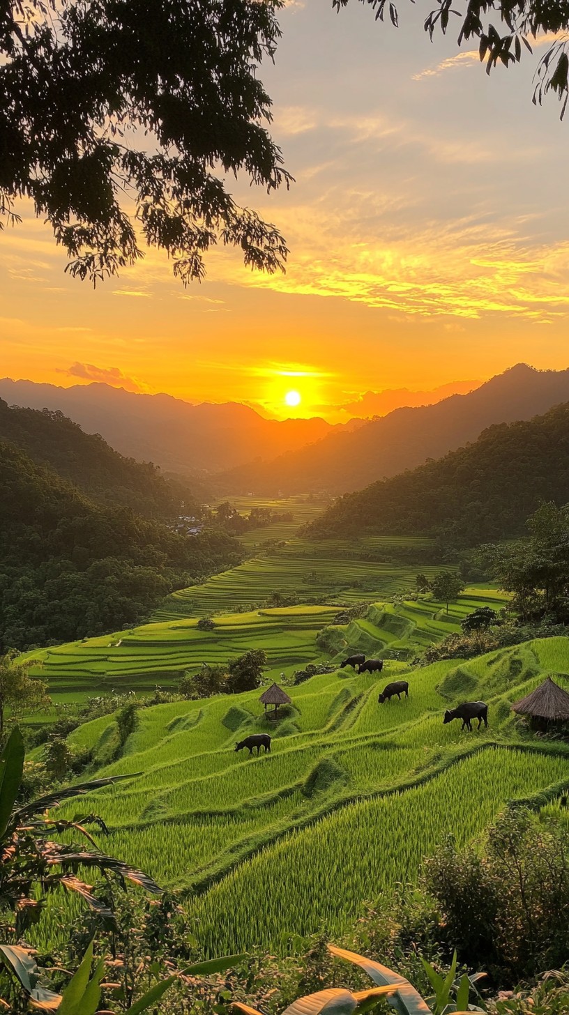 Free Sunset over valley Image - Sunset, Valley, Rice | Download at ...