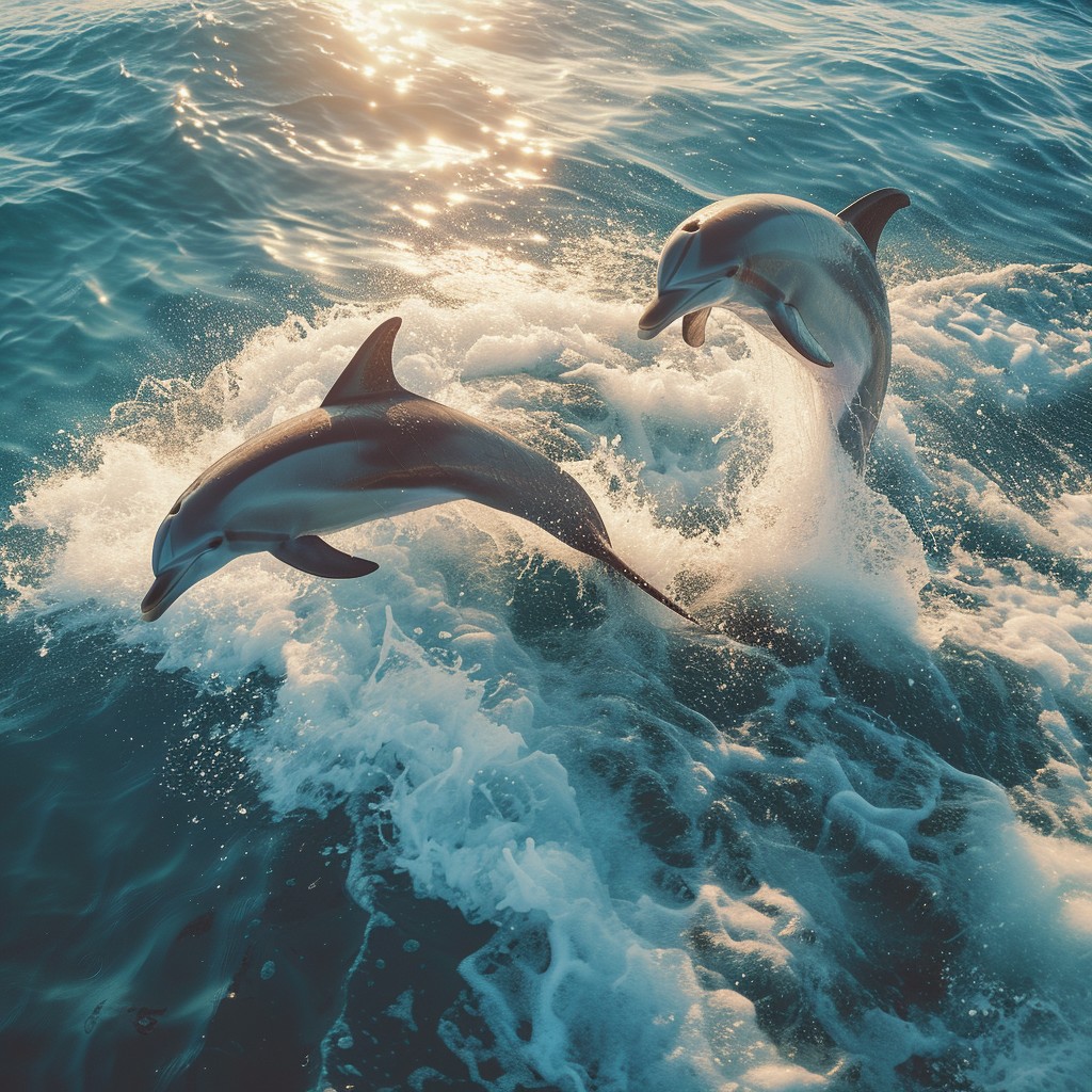 Middle Dolphin Free Dolphins at Play Photo - Dolphins, Ocean, Jumping | Download at ...