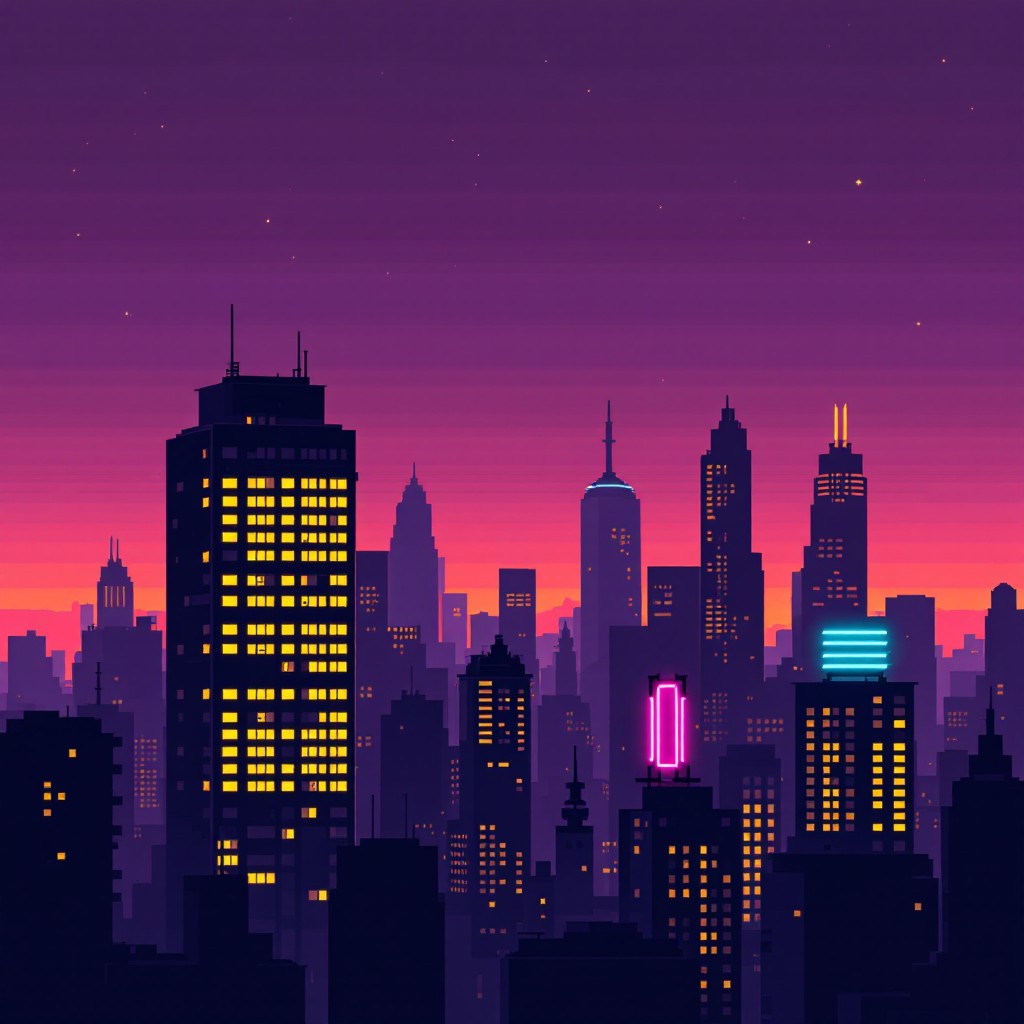 Free Neon Pixel Metropolis Image - Cityscape, Pixel, Cyberpunk ...
