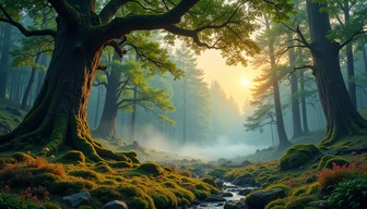 Free Enchanted Forest Stream Image - Forest, Trees, Sunbeams | Download ...