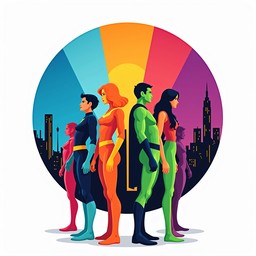 Free United Chromatic Heroes Image - Heroes, Silhouettes, Colorful ...