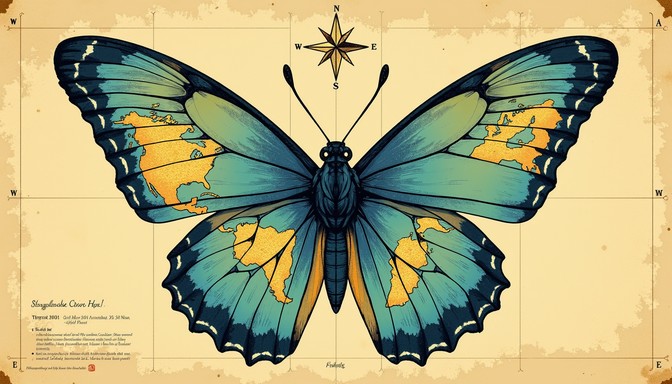 Free Cartographic Butterfly Illustration Image | Download at StockCake