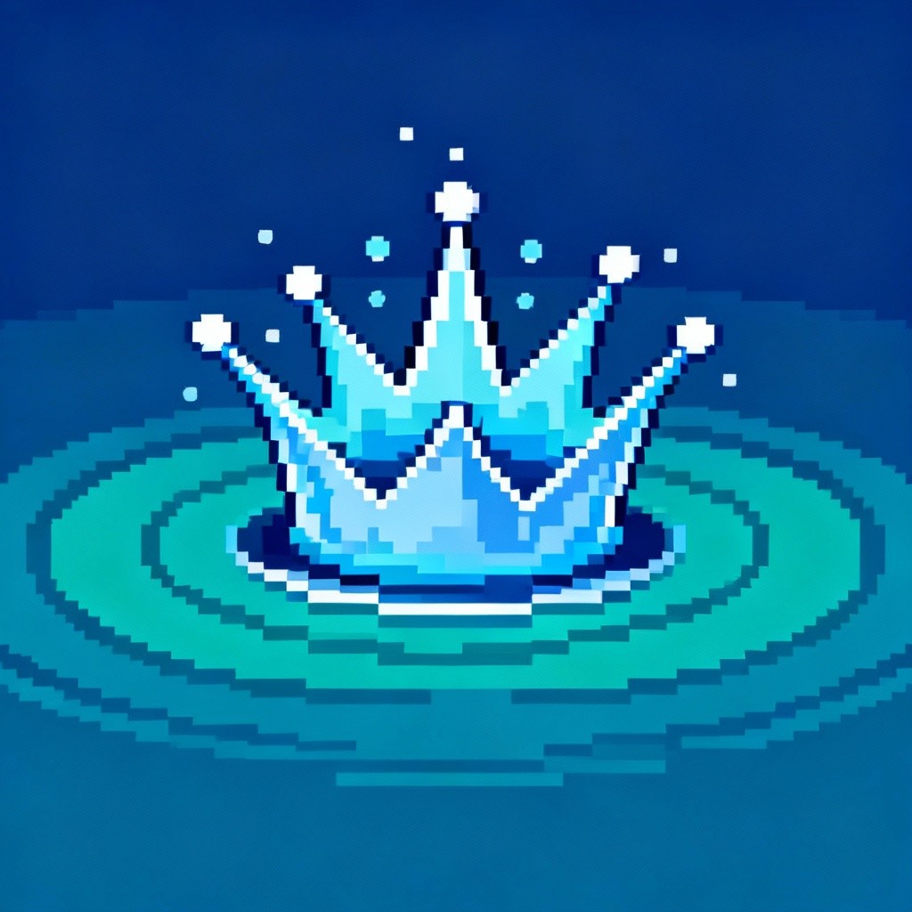 Free Pixel Water Crown Image - Pixel, Water, Splash | Download at StockCake