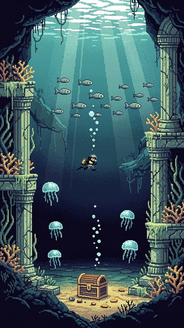 Free Pixel Underwater Adventure Image - Pixel, Underwater, Ocean ...
