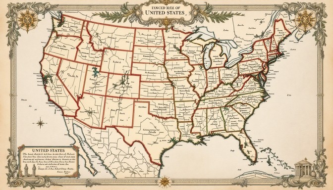 Free Historic United States Map Image - Cartography, Engraving, Antique ...