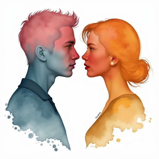 Free Merging Color Silhouettes Photo - Watercolor, Profiles ...