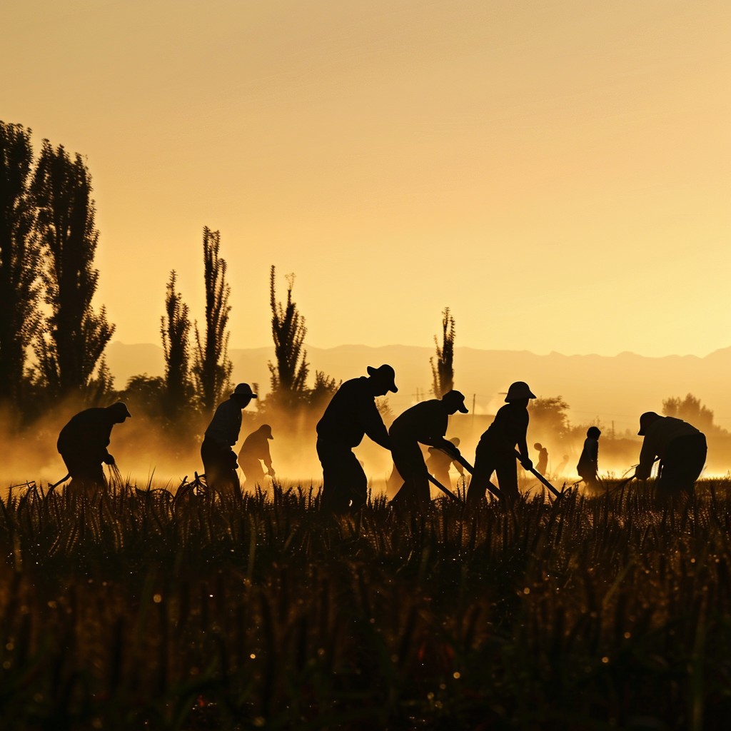 Free Silhouetted Field Workers Image - Silhouette, Sunset, Agriculture ...