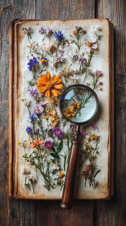 Free Vintage Botanical Exploration Image - Vintage, Flowers, Magnifying ...