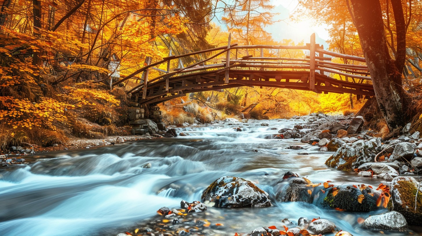 Free Autumn Bridge Scenery Image - Autumn, Bridge, River | Download at ...