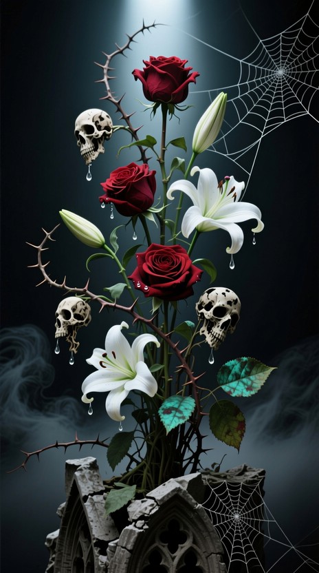Free Roses Among Skulls Image - Roses, Lilies, Skulls | Download at ...