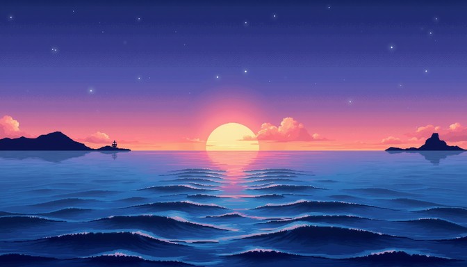 Free Pixelated Ocean Sunset Image | Download at StockCake