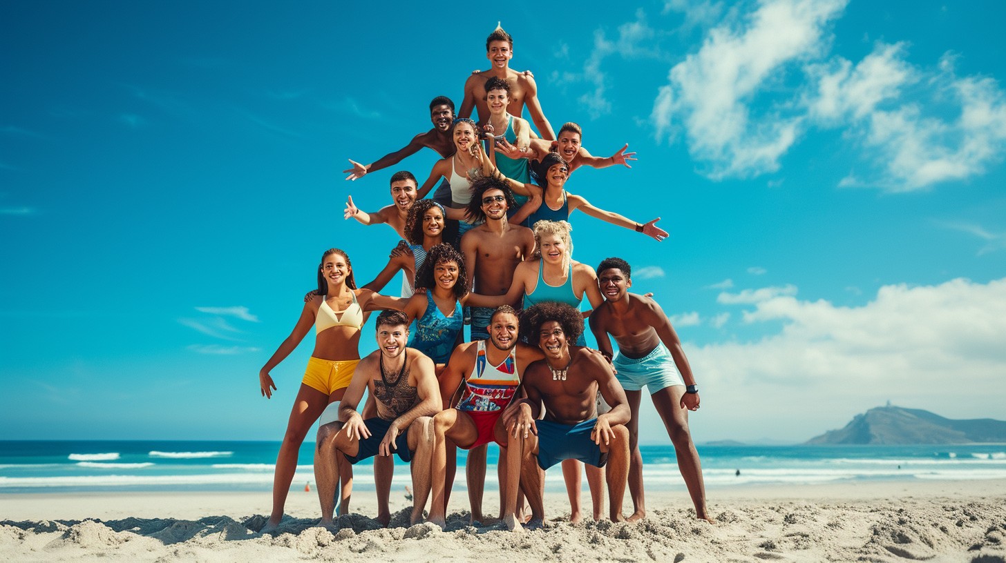 Free Beach Fun Pyramid Image - Beach, Friends, Human Pyramid | Download ...