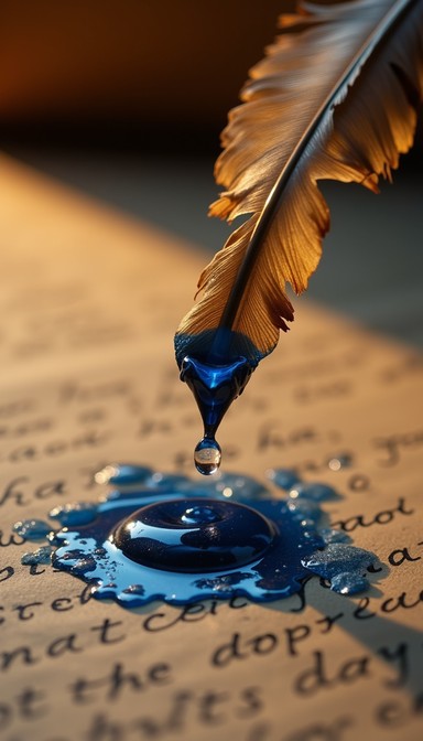 Free Quill's Blue Tear Image - Quill, Ink, Droplet | Download at StockCake