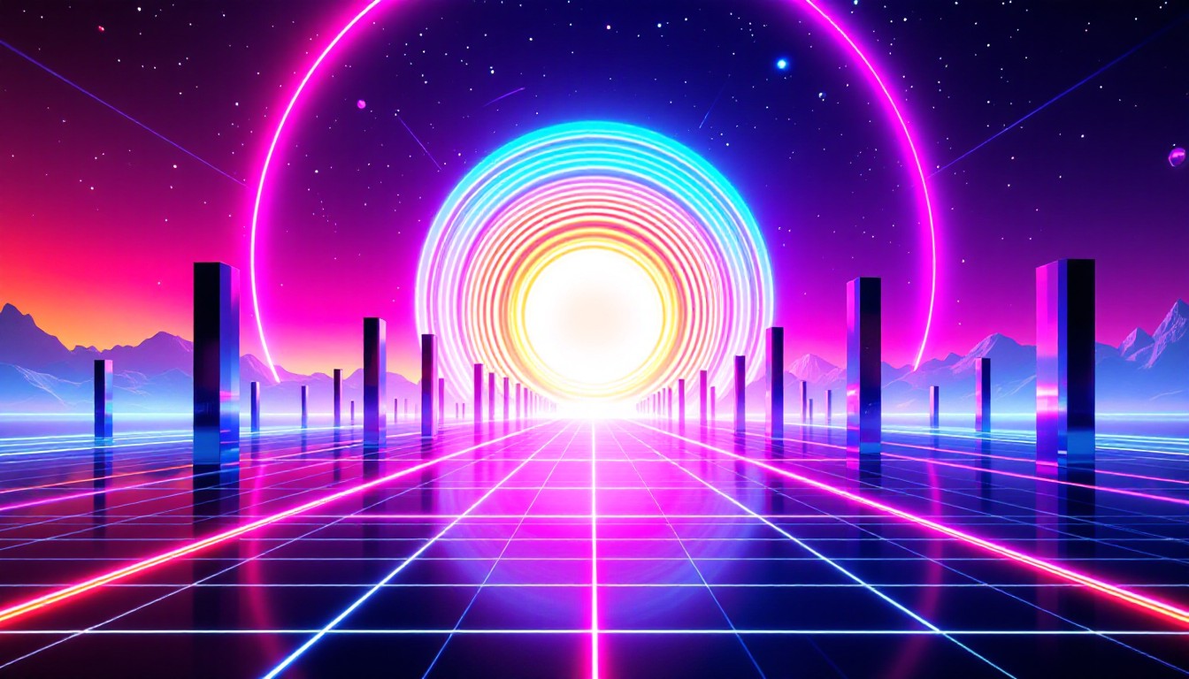 Sunset Image Neon Free Neon Sunset Grid Image - Synthwave, Neon, Sunset | Download at ...