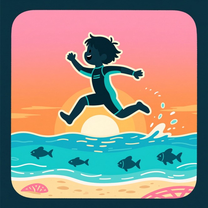 Captured in mid-jump, a child's silhouette celebrates summer freedom ...