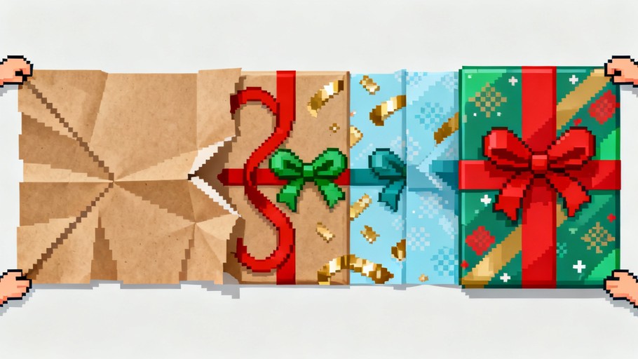 Download Gift Wrapping Timeline Image - Gift, Wrapping, Pixel | StockCake