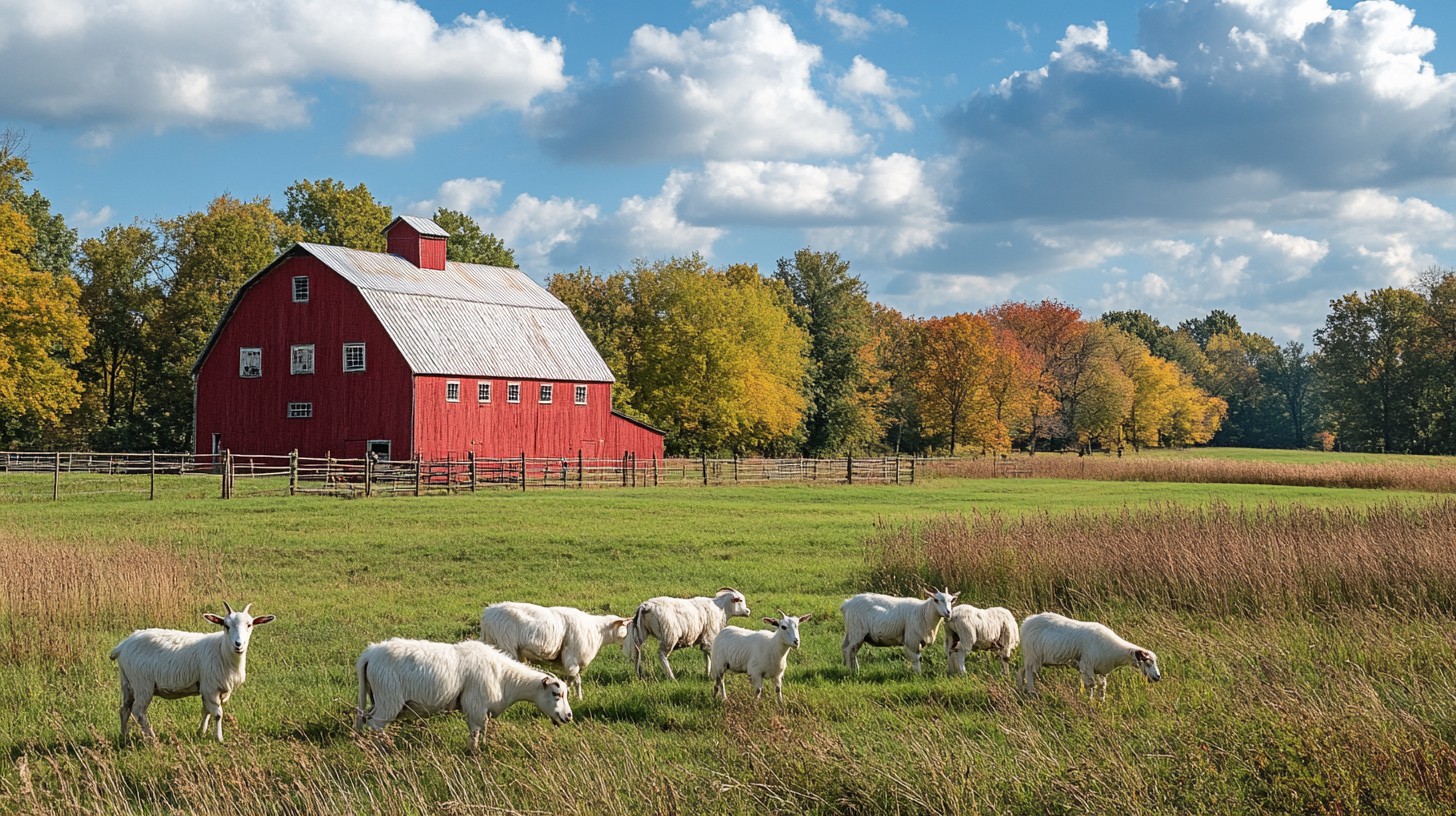 Farm Looking Free Rustic Farm View Image - Farm, Autumn, Sheep | Download at StockCake