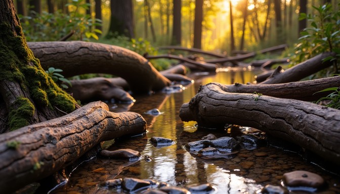 Free Golden forest stream Image - Forest, Woodland, Stream | Download ...