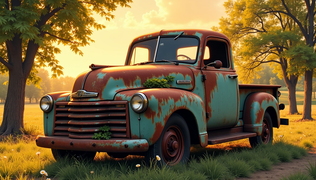 Free Rust Meets Sunset Image - Vintage, Truck, Rust | Download at StockCake