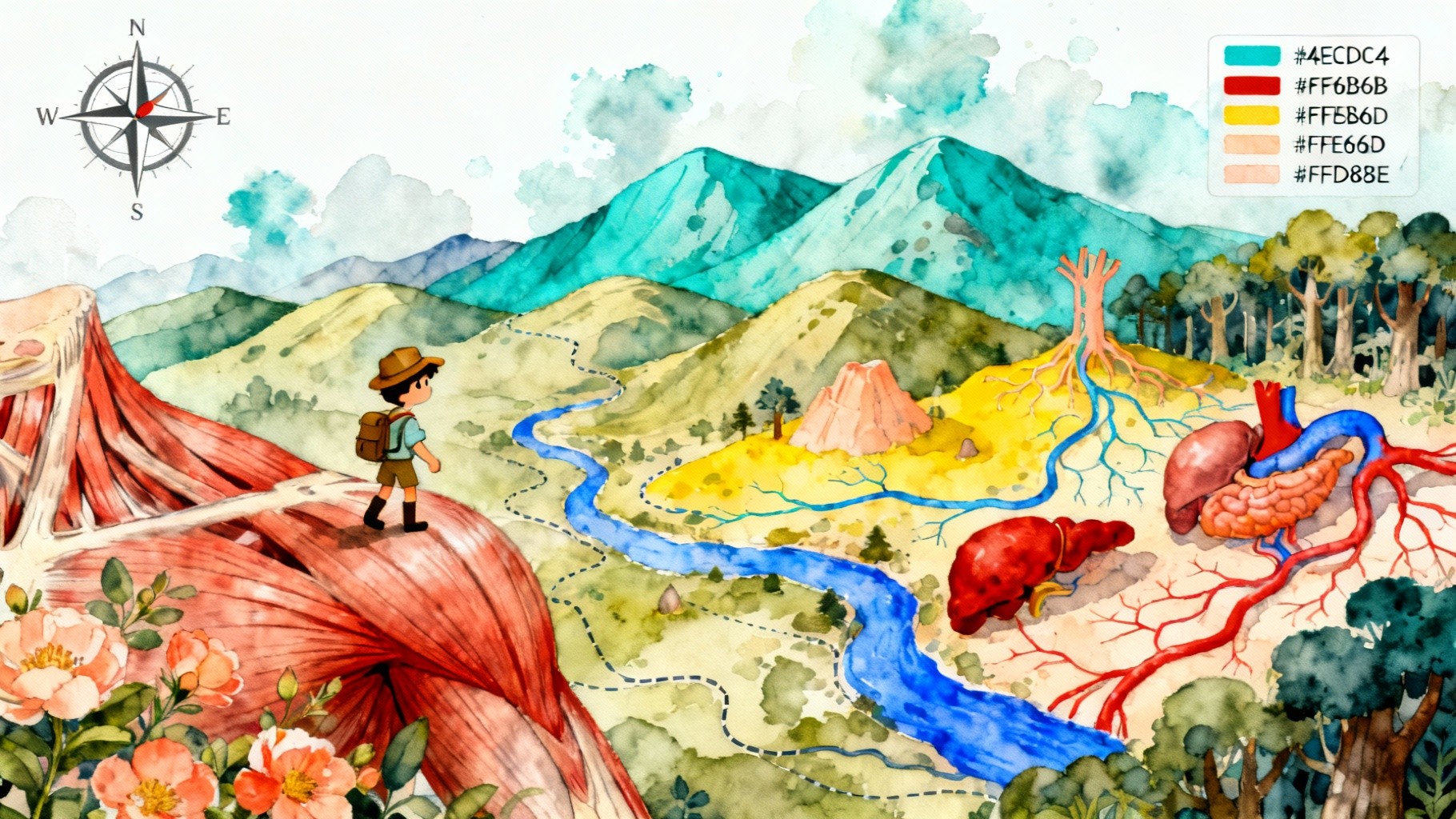 Free Body Map Adventure Photo - Watercolor, Anatomy, Educational ...
