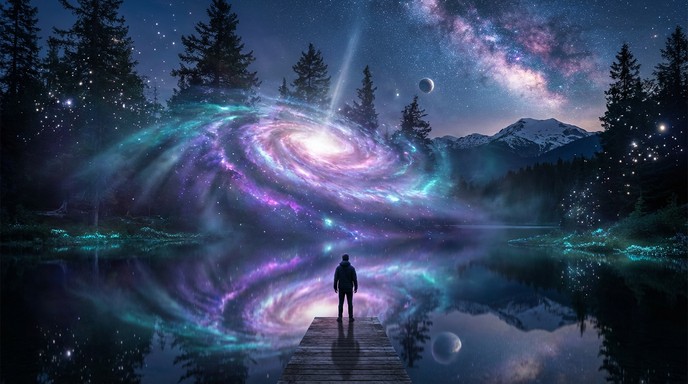 Free Cosmic Lake Reflection Image - Galaxy, Lake, Surreal | Download at ...