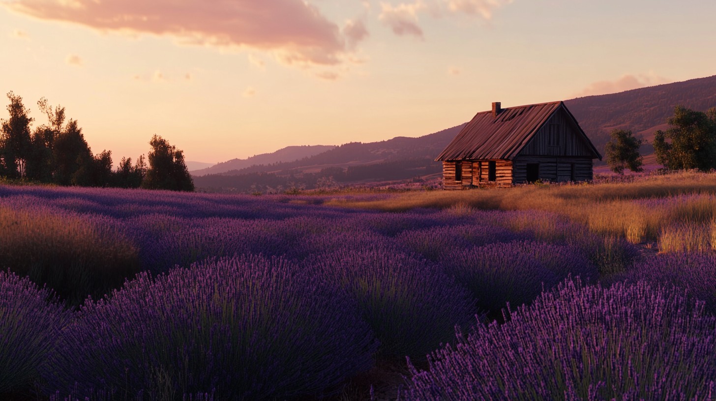 Free Lavender Field Sunset Photo - Lavender, Sunset, Cabin | Download ...