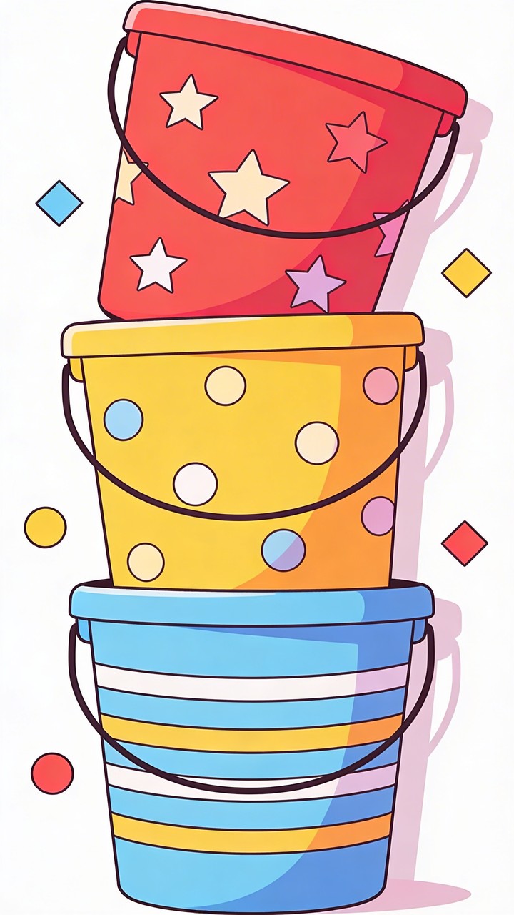 Free Colorful Stacked Buckets Image - Buckets, Illustration, Cartoon ...