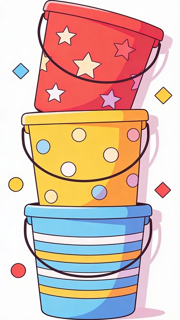 Free Colorful Stacked Buckets Image - Buckets, Illustration, Cartoon ...