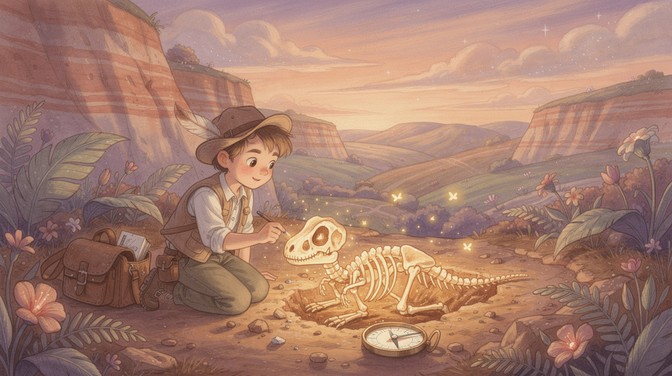 Blue Sedimentary Rocks Young paleontologist discovers a glowing baby dinosaur skeleton in an ...