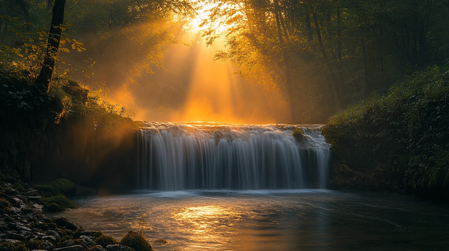 Free Misty Waterfall Sunrise Image - Waterfall, Sunrise, Mist ...