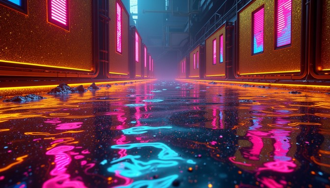 Dripping Realm Free Neon Rain Reflections Image | Download at StockCake