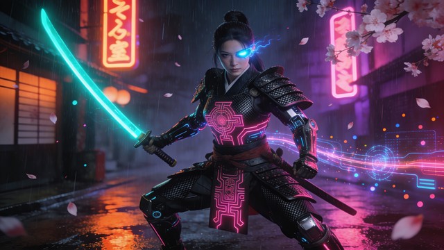 Free Cyberpunk Samurai Woman Image - Cyberpunk, Samurai, Warrior ...