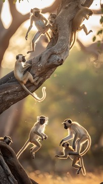 Free Monkeys at Play Image - Monkeys, Play, Sunset | Download at StockCake