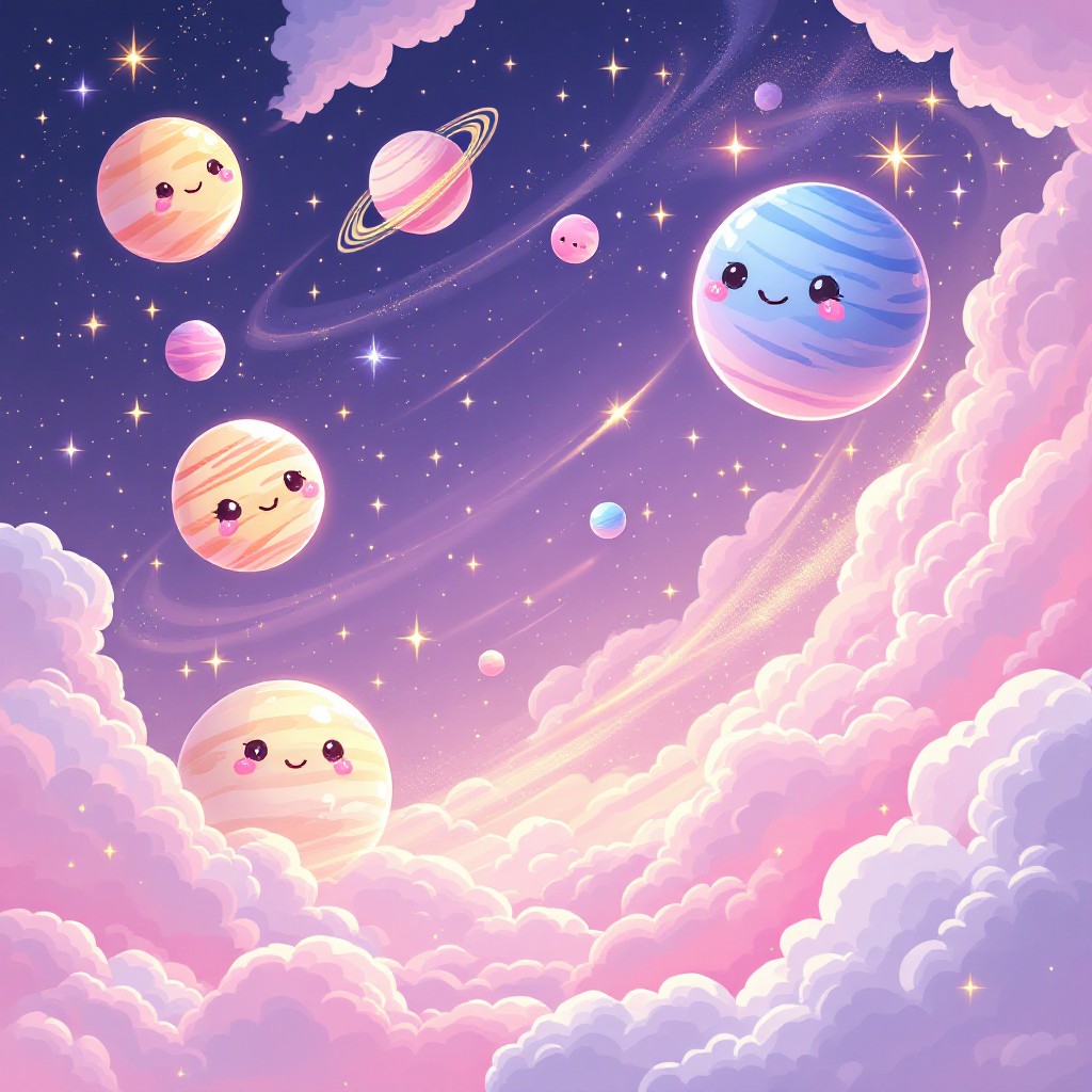 Free Kawaii Space Friends Image - Kawaii, Space, Planets | Download at ...