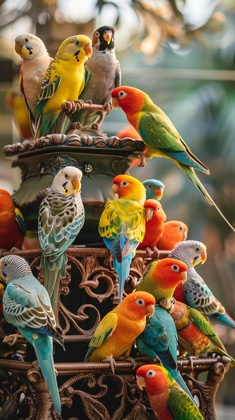 Free Colorful Parakeet Gathering Image - Parakeets, Birds, Colorful ...