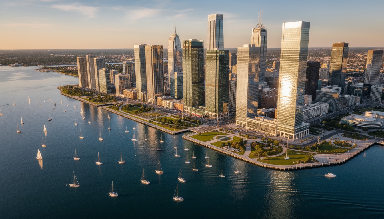 Waterfronten Free Waterfront Urban Paradise Image - Waterfront, City, Skyline ...