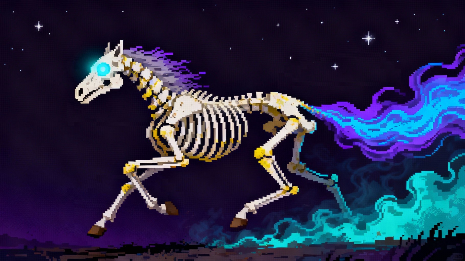 Free Phantom Skeletal Steed Image - Skeleton, Horse, Pixel | Download ...