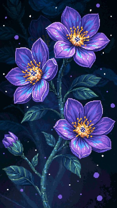 Free Glowing Pixel Flowers Image - Pixel, Flowers, Purple | Download at ...